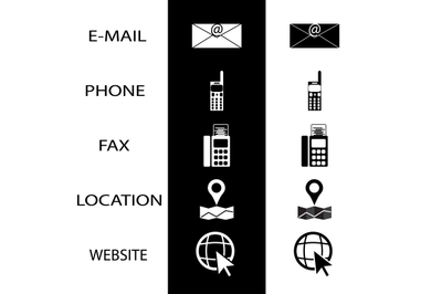 Icons conctact for business card phone fax and website