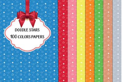Doodle Stars Digital Papers, Scrapbooking Papers