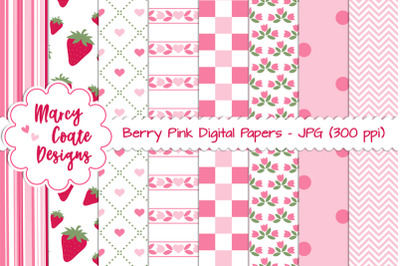 Berry Pink Pattern Backgrounds Digital Papers