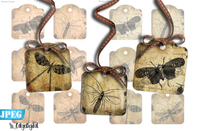 Steampunk Bug Tags Scrapbooking Tags