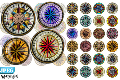 Compass Rose Printable Round images Digital collage sheet
