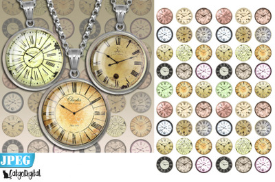 Clock Faces Steampunk digital collage sheet
