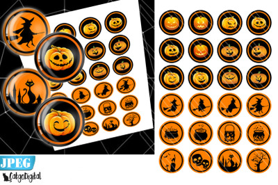 Halloween Circle printable images Scrapbooking Digital Collage Sheet