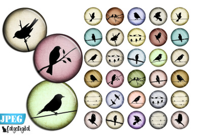 Bird Silhouettes Circle Printable images Scrapbooking