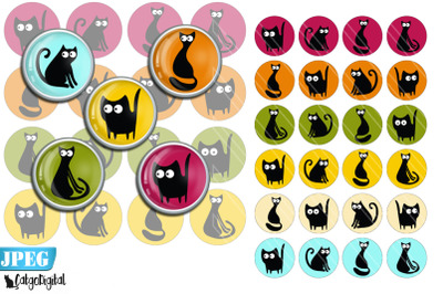 Cat Silhouettes Printable Digital Images Digital Collage Sheet