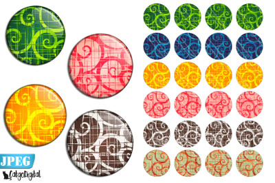 Colorful Swirls Bottle cap round images Digital Collage Sheet