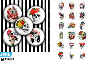 Flower Skulls Printable Digital Images Sugar Skulls