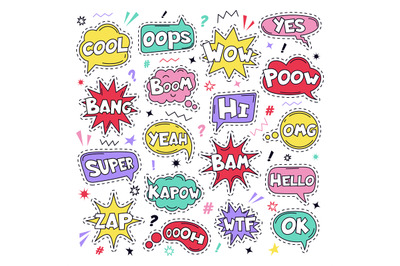 Text patch stickers. Speech comic funny text patch stickers&2C; Cool&2C; Ban