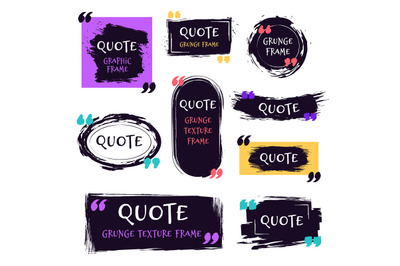 Quote grunge textured box. Decorative textured speech bubbles&2C; quotes