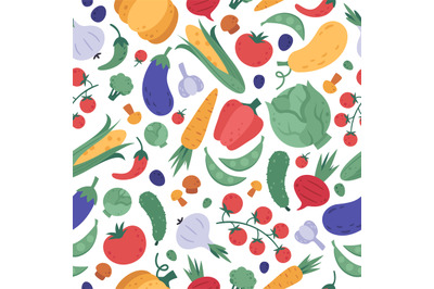 Vegetables seamless pattern. Doodle vegetarians colourful veggies wrap