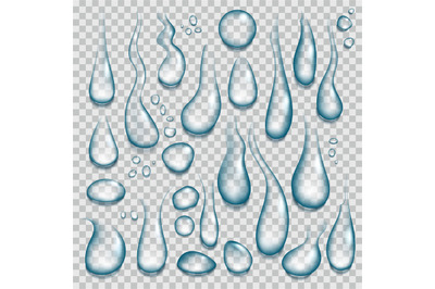 Realistic water drop. Transparent pure drops, tears splash and clearne