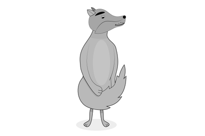 Grey wolf character vector illustration