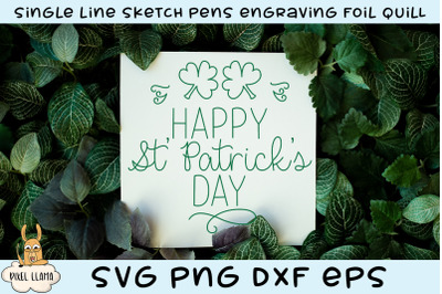 Happy St. Patrick&amp;&23;039;s Day Single Line Sketch Foil Quill