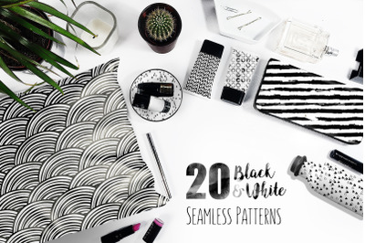 20 Black and White Seamless Patterns
