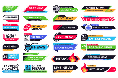 News banner. Breaking header&2C; 24 live news and sport bar banner templa