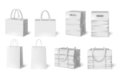 White shopping bag mockup. Paper bags&2C; fabric bag 3d realistic packagi