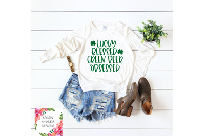 Lucky Blessed Green Beer Obsessed St. Patricks Day SVG DXF EPS PNG Cut