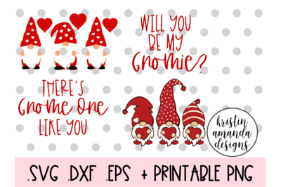 Gnome Valentine&#039;s Day Bundle SVG DXF EPS PNG Cut File  Cricut