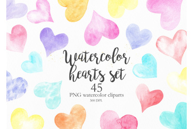 Watercolor Rainbow Hearts Collection