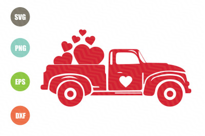 Valentines Red Truck SVG