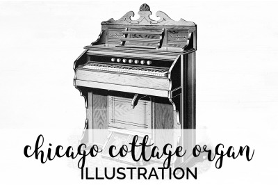 Music - Chicago Cottage Organ Vintage Clipart Graphics