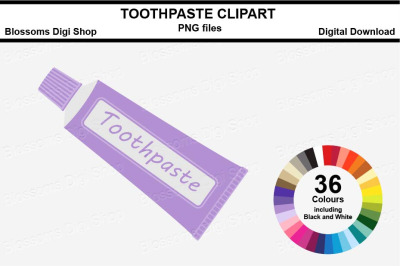 Toothpaste Sticker Clipart, 36 files, multi colours