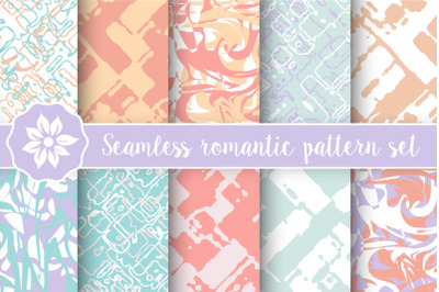 Set of seamless romantic patterns