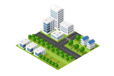 Top view of the cityIsometric perspective city with streets