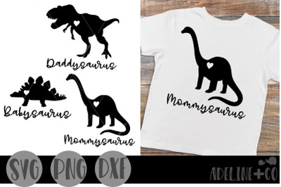 Mommysaurus, daddysaurus, babysaurus, SVG, PNG, DXF