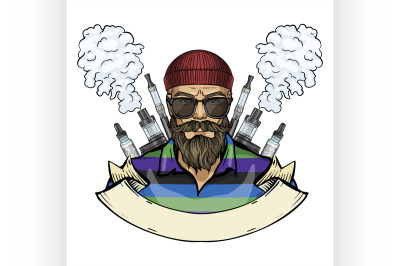 Sketch of hipster man with vaporizer cigarette 7