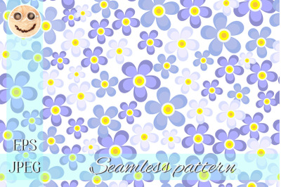 Lilac purple flowers on the white seamless pattern