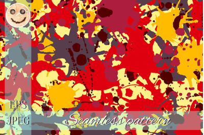 Yellow, red, grey, burgundy camouflage seamless pattern