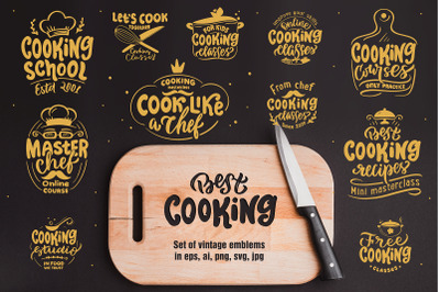 Cooking. Hand drawn badges
