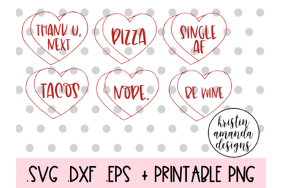Candy Heart Bundle Anti Valentine Funny Valentine&#039;s Day Bundle SVG DXF