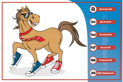 Horse cartoon character illustration