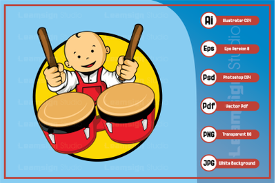 Baby playing drums