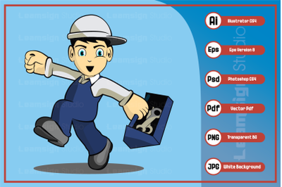 A technician cartoon character