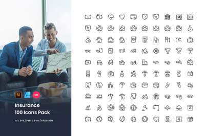 Insurance 100 Set Icons Pack