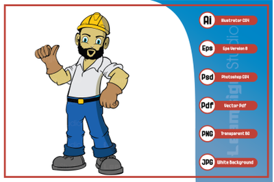 Cartoon character worker of construction company design