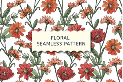 Art floral vector seamless pattern.