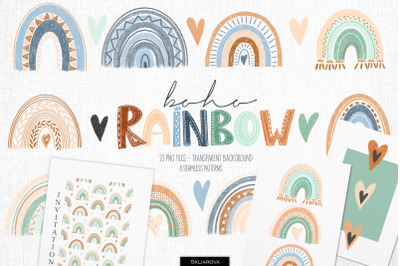 Boho rainbow clipart