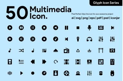 50 Multimedia Icon Glyph
