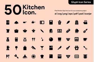 50 Kitchen Icon Glyph