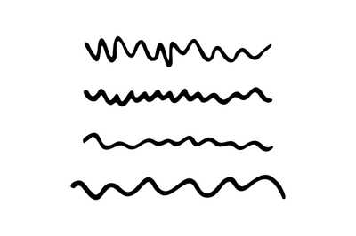 Strokes marker set. Abstract wavy line black