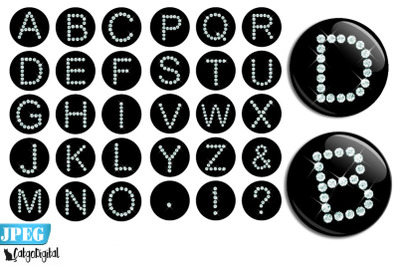 Diamond Monogram Bling Alphabet Circle printable images