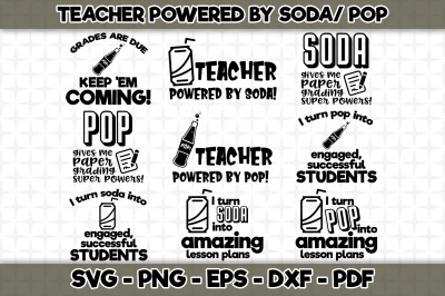 Teacher powered by soda / pop Bundle SVG