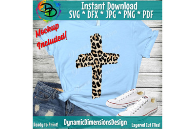 Leopard Print Cross SVG, Easter Cut File, Christian Design, Inspiratio