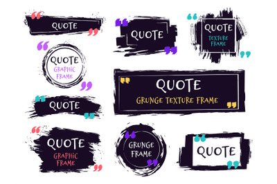 Quote brush text box. Grunge textured label, sketch brush template, ha