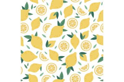 Citrus seamless pattern. Lemon cartoon funny hand drawn graphics, deco