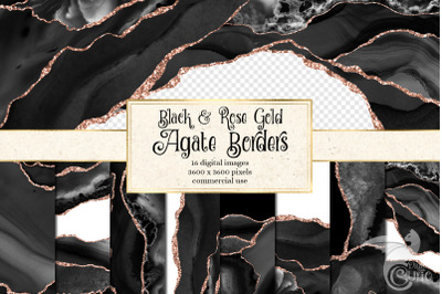 Black and Rose Gold Agate Borders